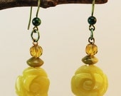 Organic Stone Sterling Silver and Niobium Dangle Earrings Nickle Free - SPEARMINT -