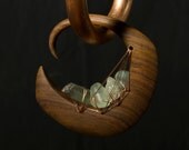Custom Listing for K---- 4g Organic Wood, Copper, Stone and Feather Gauged Earrings Plugs -lignum vitae luna, pink ivory eagle talon- SOLD