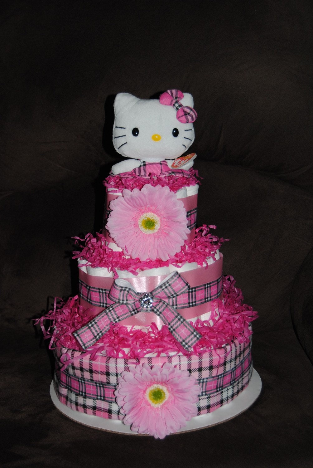 Items similar to 3 Tier Hello Kitty Diaper Cake on Etsy