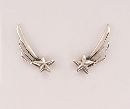 Sterling Silver Shooting Star Stud Earrings