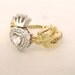 18ct Yellow and White Gold and Diamonds Swallows Heart and Crown Ring