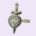 Diamond Heart and Ruby Dagger Ring in 18ct White Gold