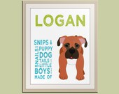 Personalized children art print. Baby boy nursery art. Baby nursery wall art. Kids wall art. Boy name art. 8x10 Dog print by WallFry