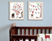 Baby nursery art print. Dog ABC nursery decor. Alphabet print, ABC print, number print childrens art. Set of 2 11x14 prints by WallFry
