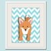 Fox chevron nursery artwork print. 11x14 Woodland forest animals, friends & critters art picture for baby and kids playroom
