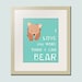 Nursery art print. Bear forest animals prints. 11x14 Nursery decor artwork woodland critter. Bear navy blue custom colors.