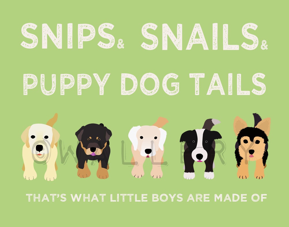 Nursery art print. Boys nursery wall art Puppy dog Thats what little boys are made of Kids wall art baby nursery decor 8x10 print by WallFry