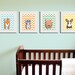 Woodland children spring print. Easter bunny rabbit on chevron background. Bright spring colors. 11x14 print by Wallfry