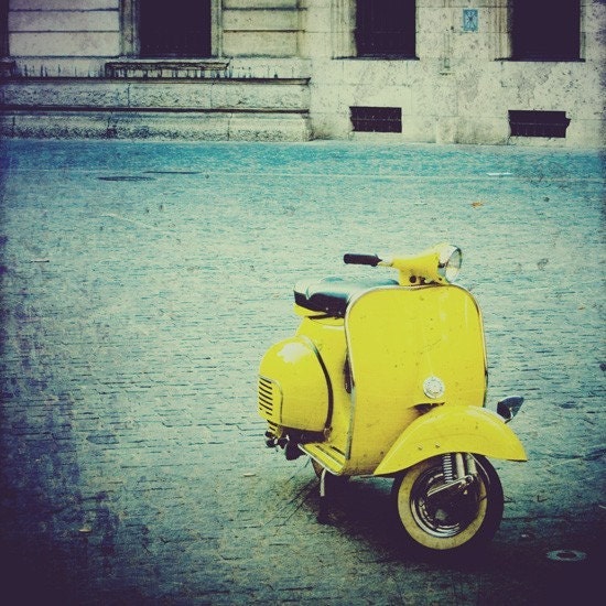 Yellow Vespa - 8x8 fine art photo print BOGO SALE