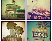 Motel sign photo gift set: Memory Lane - a set of 5x5 Route 66 motel sign prints