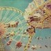 Carnival ride photo, swings, ferris wheel, fair, summer, circus, turquoise, nursery art, vintage, retro, home decor, 5x7 fine art print