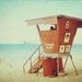 Beach print - 5x7 fine art beach print print with an orange lifeguard tower on the beach at Hawaii