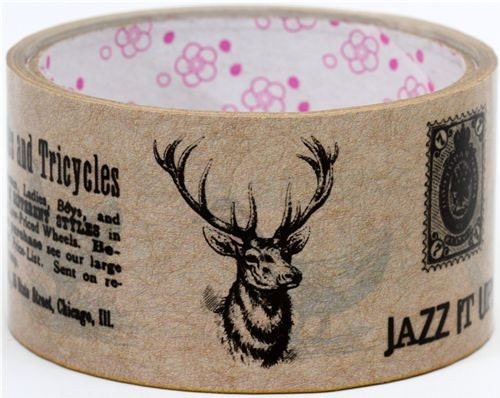 Kawaii Jumbo Deco adhesive Tape Stickers - Deer Stag Wildlife DTB14