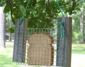 Bread or Toast Bird Feeder - Primitive Rustic Recycled Natural Weathered Rough Cedar and Hay String