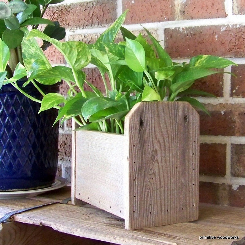 Rustic Wooden Planter Box - Knick Knack Cubby - Recycled Rustic Natural Weathered Rough Cedar