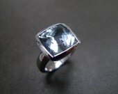 Aquamarine Engagement Ring in 14K White Gold