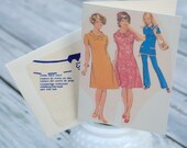 Set of 4 1960s Ladies Notecards made from vintage sewing patterns