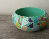 Abstract in pastel colours handpainted wooden bracelet