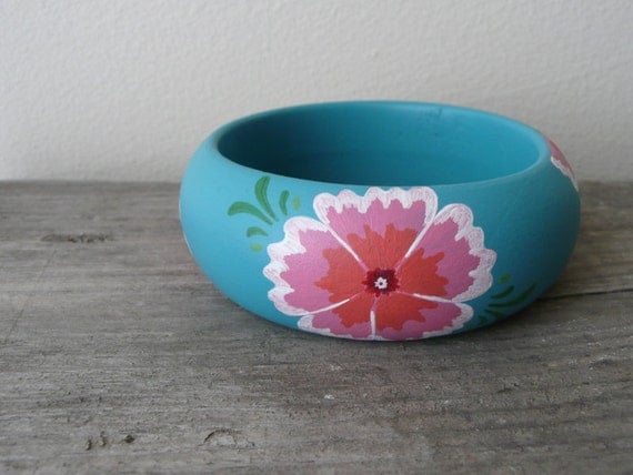 Summer breeze handpainted wooden bracelet