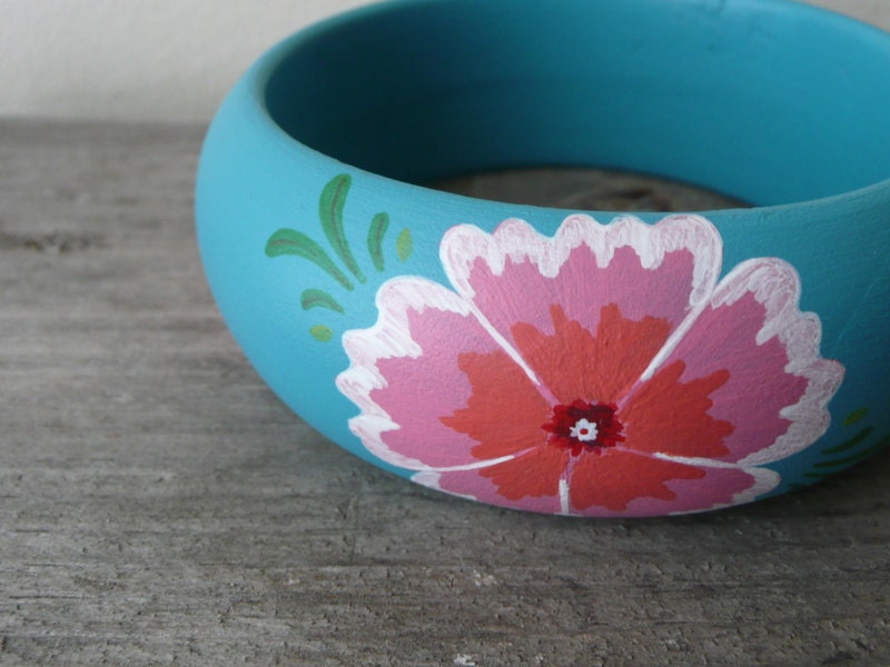 Summer breeze handpainted wooden bracelet