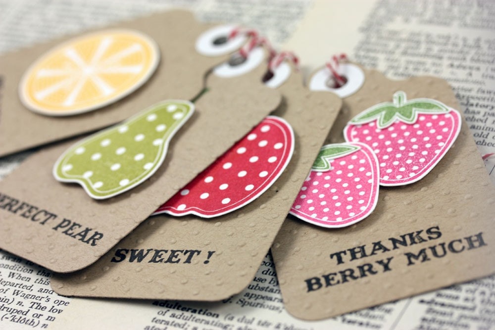 Cheeky Fruits - Handmade Tags - Set of 4