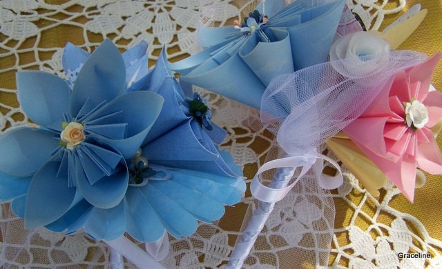 Something Blue Origami Bridal Bouquets