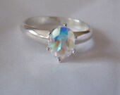 Opalescent Topaz and Argentium Silver Ring - Size 6
