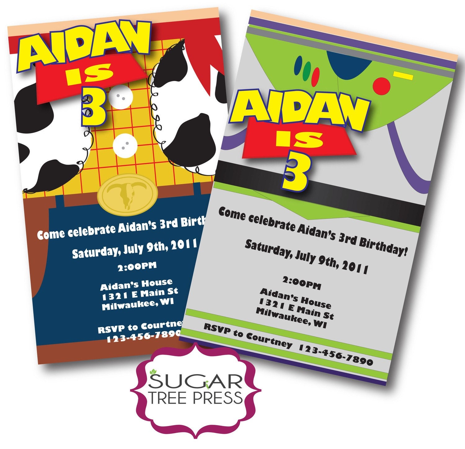 25-Toy Story 3 Inspired Birthday Invitation -  coordinating party favors available