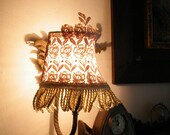 lampshade lace Vintage wall side Lamp Shade in white/cream antique lace work decorated, romantic housewares, handmade