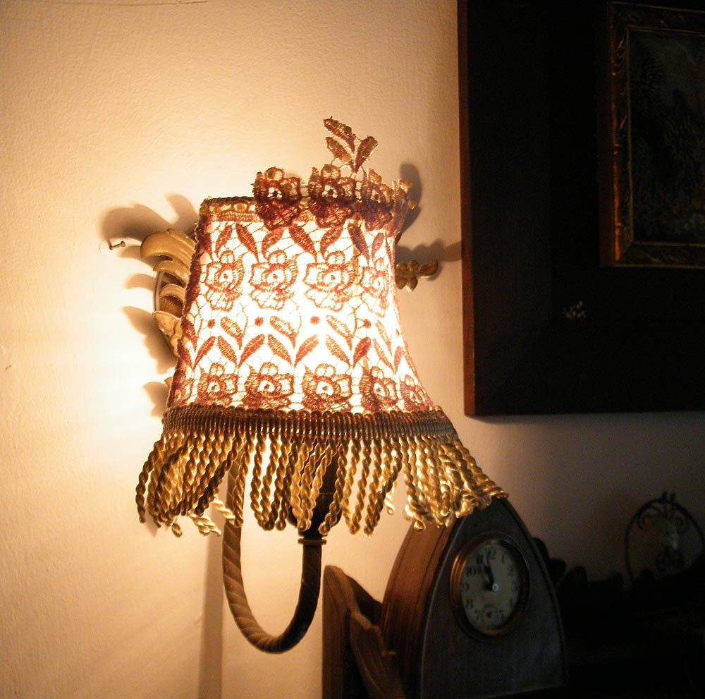 Lampshade Lace Vintage wall side lamp white antique by MINTOOK