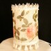 Lampshade Cream Vintage Table Lamp Shade with lace, with big pink roses green leaves and beads, housewares romantic handmade