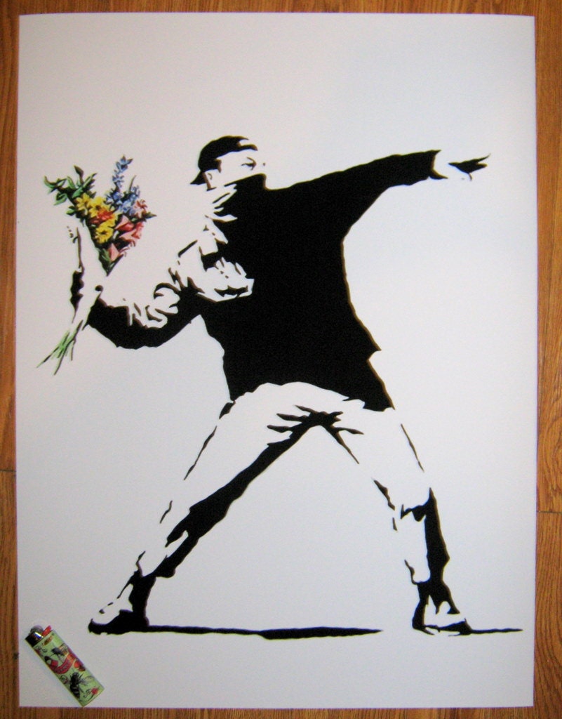 Banksy Custom Print / Poster 18x24 - Flower Bomb