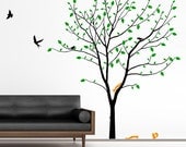 On Sale TREE WALL DECAL : Big Spring Tree wall decor kids nursery huge decal branches, birds and squirrels