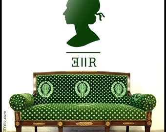 UK : Wall Decal - New size and cheaper - Queen Elizabeth 2 silhouette shape as in stamps 'EIIR'.