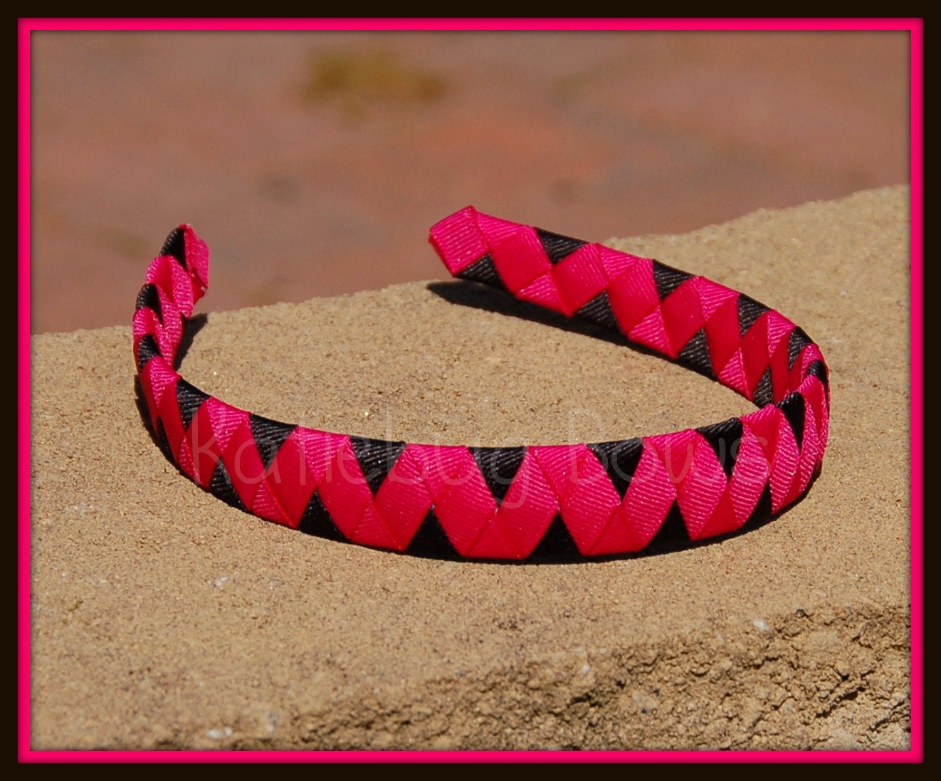 Magenta and Black Woven Headband - U Pick Pattern