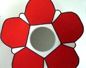 Red white and black upcycled tee shirt wall mirror