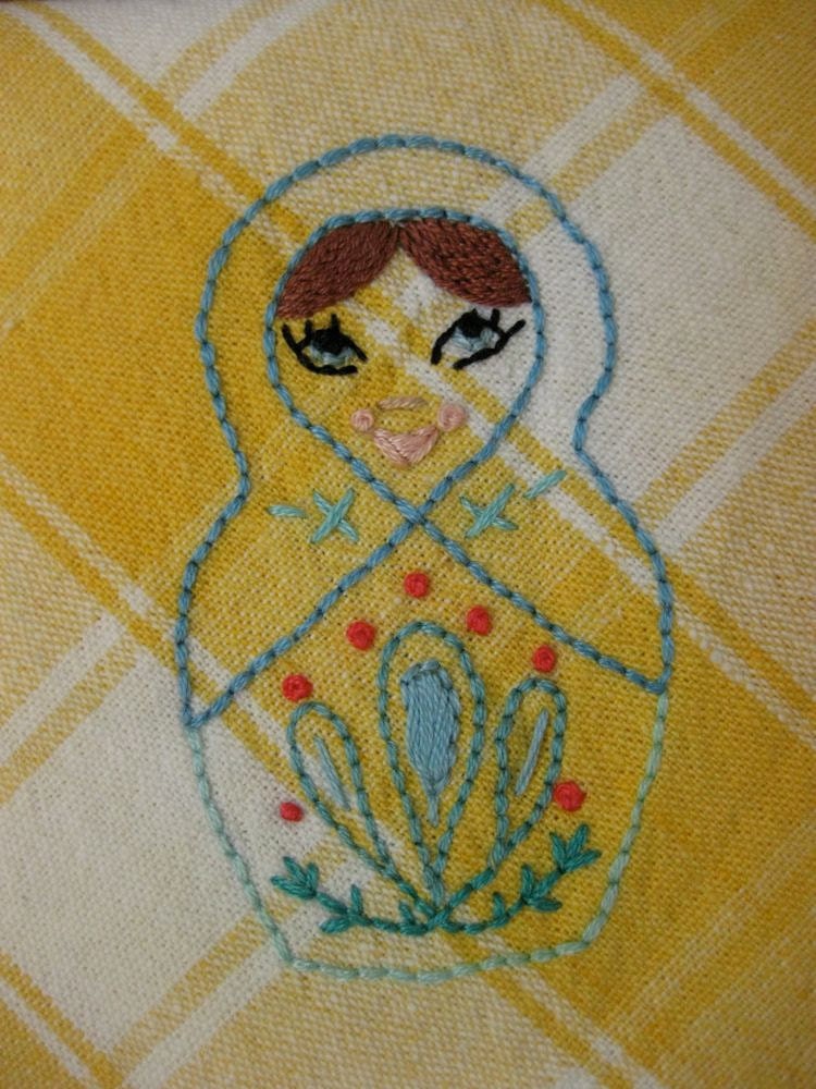 Matryoshka hand-embroidered cotton napkins (set of 4)