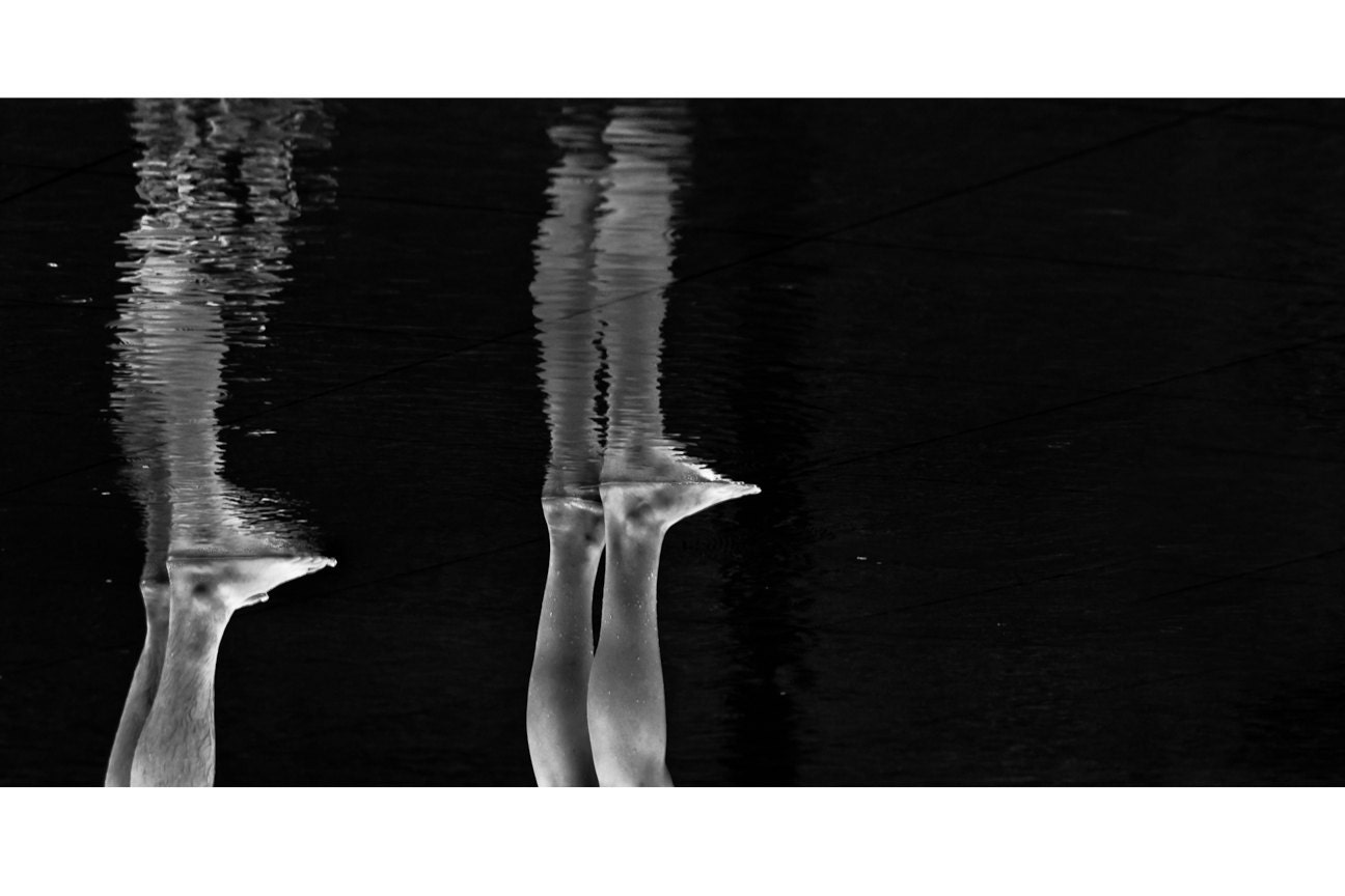 Photo of Legs and Feet in Puddle's Reflection - Legs to Stand On - 12 X 18
