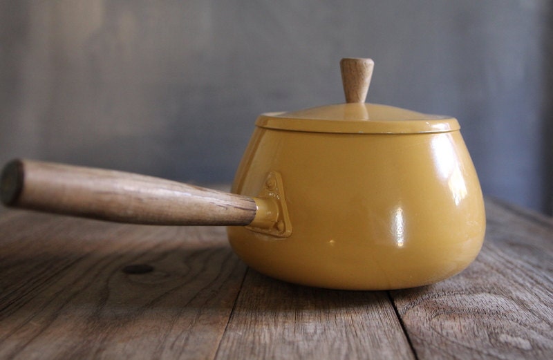 Vintage Fondue Pot - Mustard Yellow