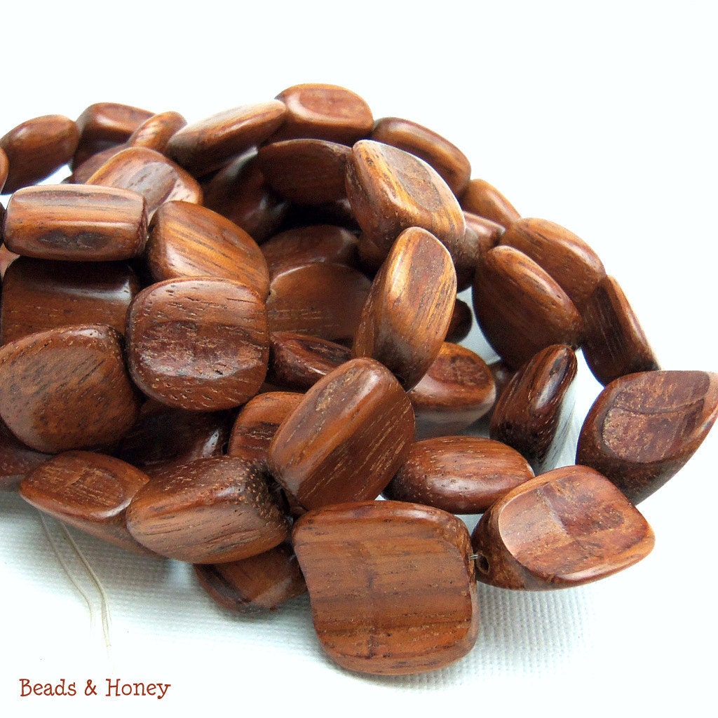 Bayong, Natural Wood Beads, Pinched Cut, Irregular, Smooth, 15-20mm, Full Strand, 28-29pcs - ID 1037