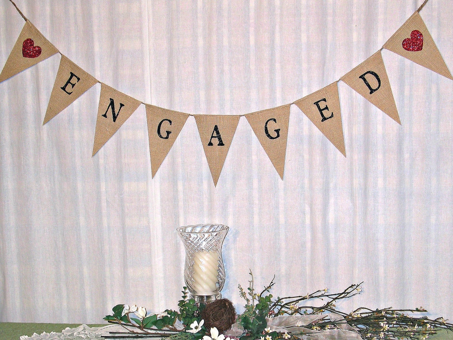 Wedding Banner /  I DO /  Burlap Banner  /  Photography Prop  /  Engagement  /  Burlap  /  Bunting