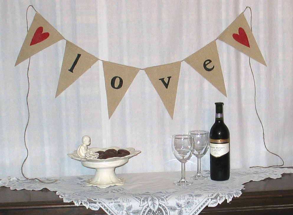 Love Banner  ..   Wedding Banner  ...  Burlap Banner  ..  engagement ...  love