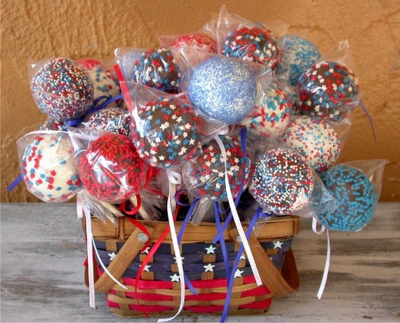 Red, White, and Blue cake pops