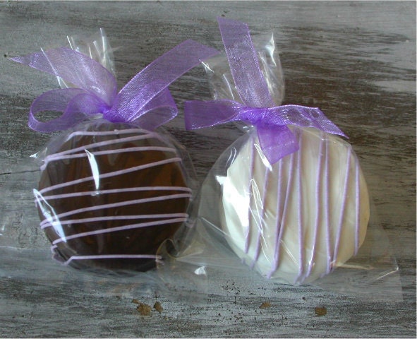 60 edible wedding cookie favors - Dipped Double Stuf Oreo Cookies for bridal showers, baby showers, birthday party favor