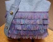 Upcycled Denim Hobo Bag with Fringe