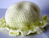 Girls Crocheted Hat in Pale Lemon for Easter