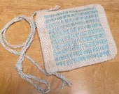 HandWoven Messenger Bag in Natural White Cotton and Turquoise