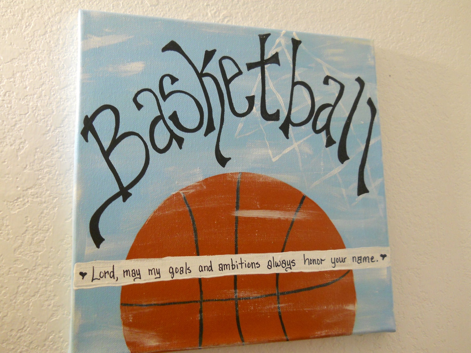 Inspirational sports artwork canvas 12 x 12 sign basketball