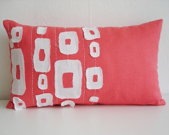 Sukan / Pink Linen Pillow Cover - 12x20 inch