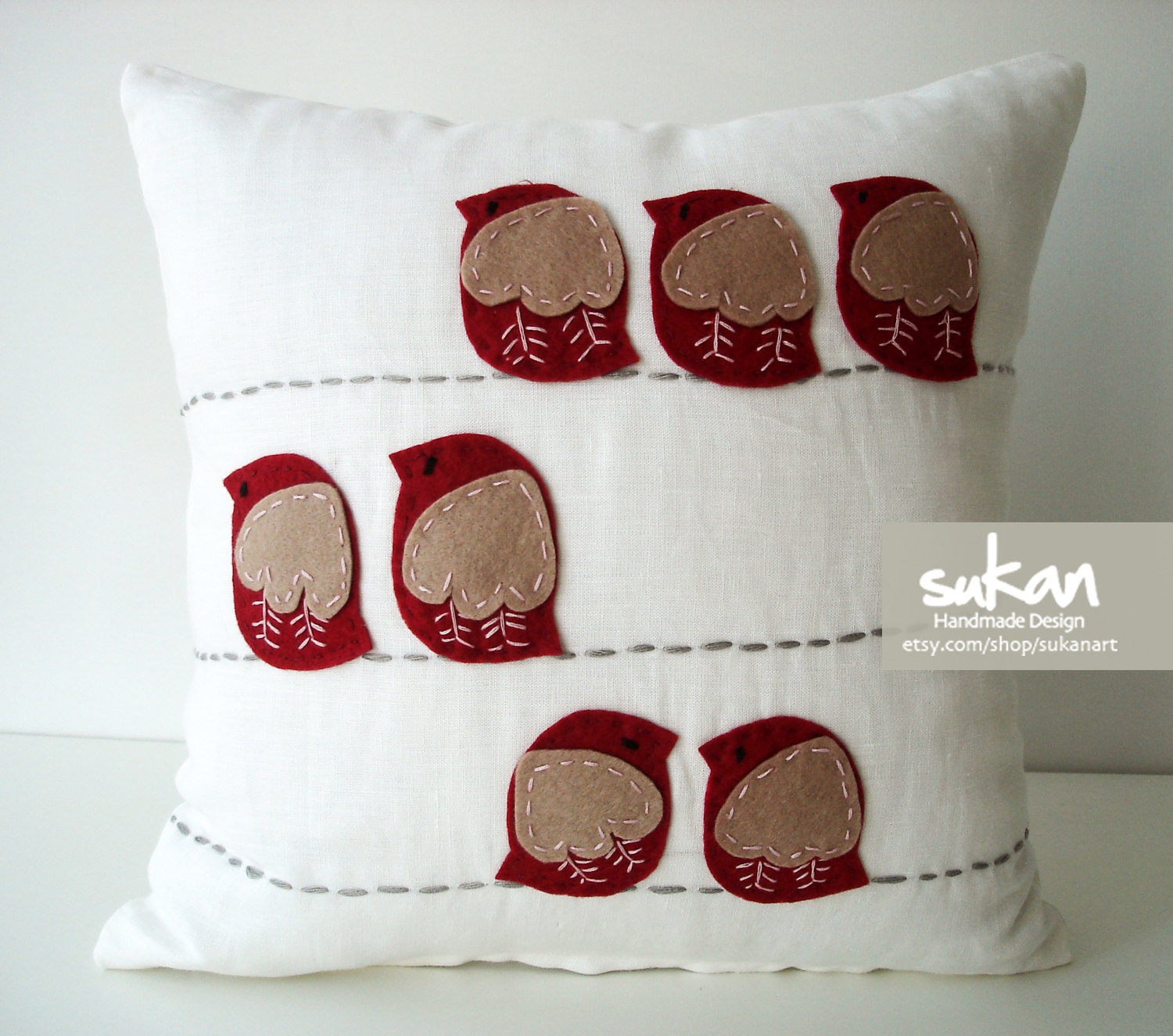 Sukan / Birds Pillow Cover - 14x14 inch